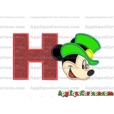 St Patrick Day Mickey Mouse Applique Embroidery Design With Alphabet H