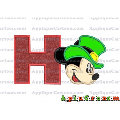 St Patrick Day Mickey Mouse Applique Embroidery Design With Alphabet H