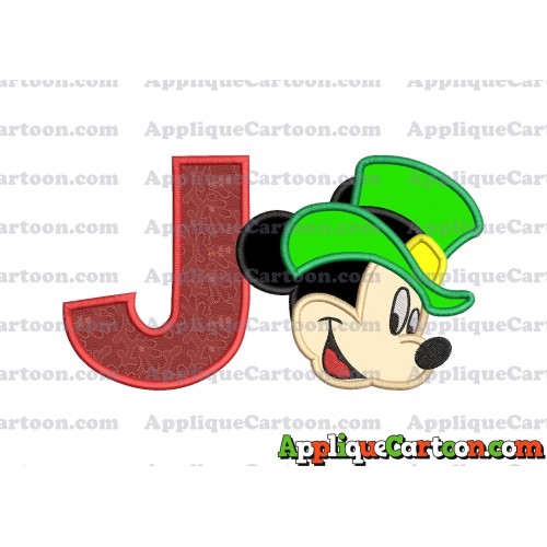 St Patrick Day Mickey Mouse Applique Embroidery Design With Alphabet J