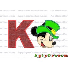 St Patrick Day Mickey Mouse Applique Embroidery Design With Alphabet K