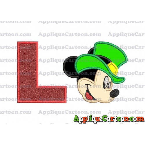 St Patrick Day Mickey Mouse Applique Embroidery Design With Alphabet L
