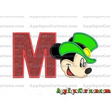 St Patrick Day Mickey Mouse Applique Embroidery Design With Alphabet M