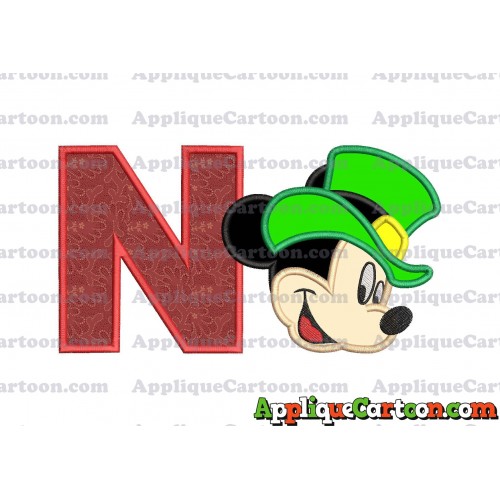 St Patrick Day Mickey Mouse Applique Embroidery Design With Alphabet N