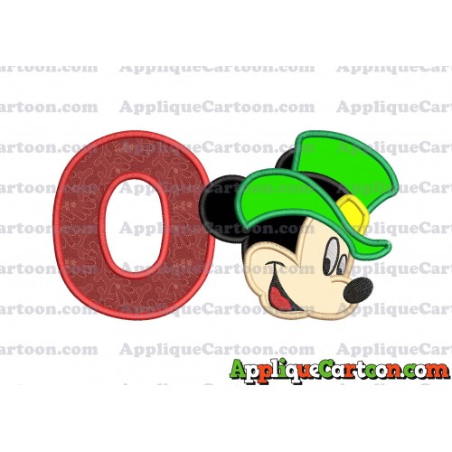 St Patrick Day Mickey Mouse Applique Embroidery Design With Alphabet O