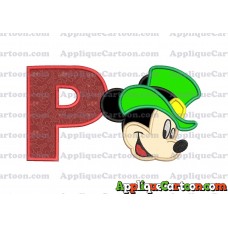 St Patrick Day Mickey Mouse Applique Embroidery Design With Alphabet P