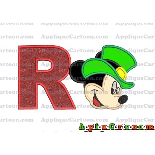 St Patrick Day Mickey Mouse Applique Embroidery Design With Alphabet R