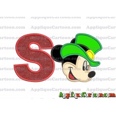 St Patrick Day Mickey Mouse Applique Embroidery Design With Alphabet S
