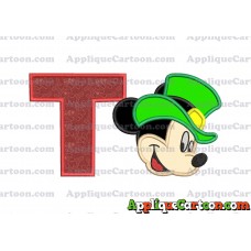 St Patrick Day Mickey Mouse Applique Embroidery Design With Alphabet T