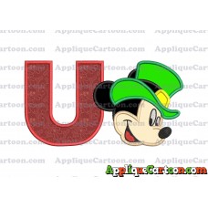 St Patrick Day Mickey Mouse Applique Embroidery Design With Alphabet U