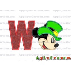 St Patrick Day Mickey Mouse Applique Embroidery Design With Alphabet W