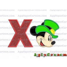 St Patrick Day Mickey Mouse Applique Embroidery Design With Alphabet X