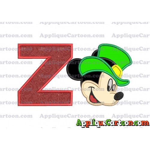 St Patrick Day Mickey Mouse Applique Embroidery Design With Alphabet Z