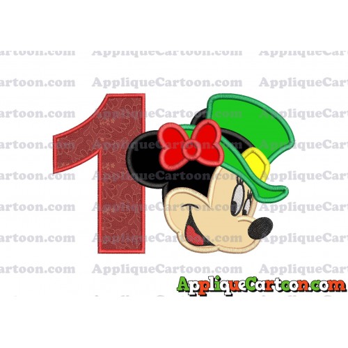 St Patrick Day Minnie Mouse Applique Embroidery Design Birthday Number 1