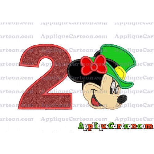 St Patrick Day Minnie Mouse Applique Embroidery Design Birthday Number 2