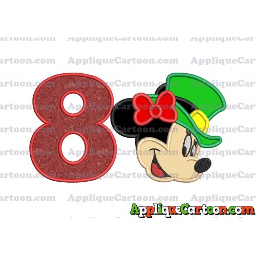St Patrick Day Minnie Mouse Applique Embroidery Design Birthday Number 8