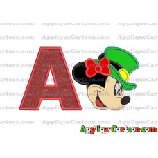 St Patrick Day Minnie Mouse Applique Embroidery Design With Alphabet A