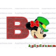 St Patrick Day Minnie Mouse Applique Embroidery Design With Alphabet B