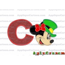 St Patrick Day Minnie Mouse Applique Embroidery Design With Alphabet C