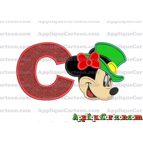 St Patrick Day Minnie Mouse Applique Embroidery Design With Alphabet C