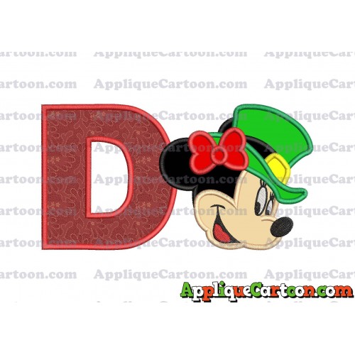 St Patrick Day Minnie Mouse Applique Embroidery Design With Alphabet D