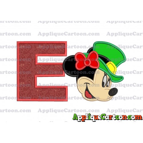 St Patrick Day Minnie Mouse Applique Embroidery Design With Alphabet E