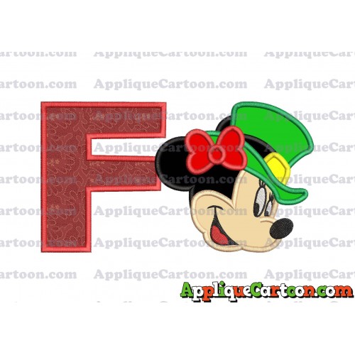 St Patrick Day Minnie Mouse Applique Embroidery Design With Alphabet F