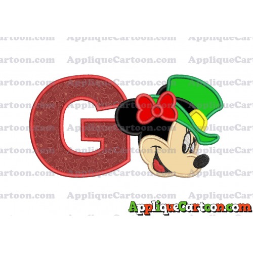 St Patrick Day Minnie Mouse Applique Embroidery Design With Alphabet G