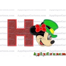 St Patrick Day Minnie Mouse Applique Embroidery Design With Alphabet H