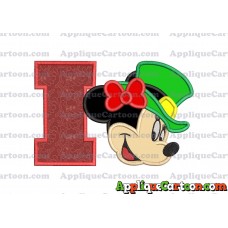 St Patrick Day Minnie Mouse Applique Embroidery Design With Alphabet I