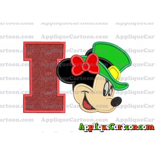 St Patrick Day Minnie Mouse Applique Embroidery Design With Alphabet I