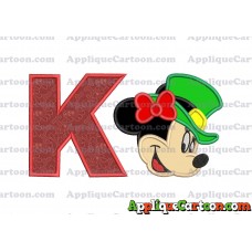 St Patrick Day Minnie Mouse Applique Embroidery Design With Alphabet K