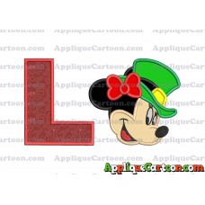 St Patrick Day Minnie Mouse Applique Embroidery Design With Alphabet L