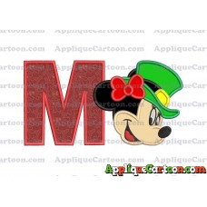 St Patrick Day Minnie Mouse Applique Embroidery Design With Alphabet M