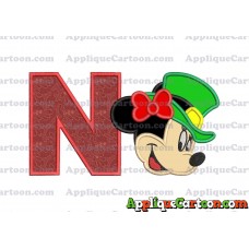 St Patrick Day Minnie Mouse Applique Embroidery Design With Alphabet N