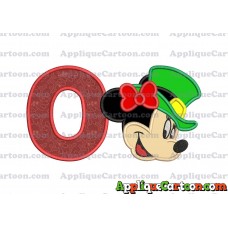 St Patrick Day Minnie Mouse Applique Embroidery Design With Alphabet O