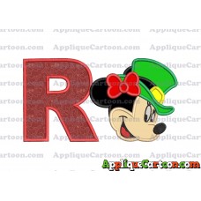 St Patrick Day Minnie Mouse Applique Embroidery Design With Alphabet R