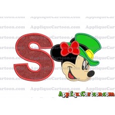 St Patrick Day Minnie Mouse Applique Embroidery Design With Alphabet S