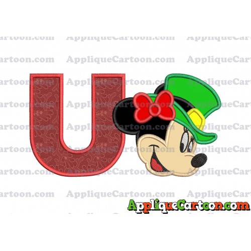 St Patrick Day Minnie Mouse Applique Embroidery Design With Alphabet U