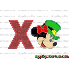 St Patrick Day Minnie Mouse Applique Embroidery Design With Alphabet X