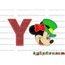 St Patrick Day Minnie Mouse Applique Embroidery Design With Alphabet Y