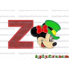 St Patrick Day Minnie Mouse Applique Embroidery Design With Alphabet Z