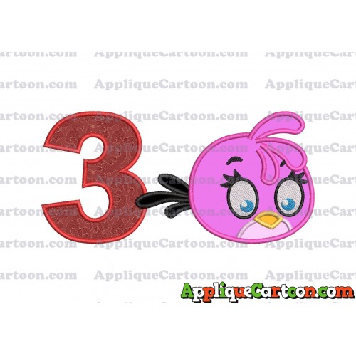 Stella Angry Birds Applique Embroidery Design Birthday Number 3