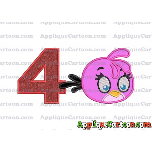 Stella Angry Birds Applique Embroidery Design Birthday Number 4
