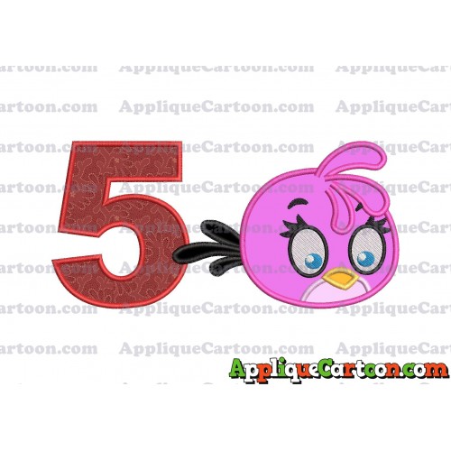 Stella Angry Birds Applique Embroidery Design Birthday Number 5