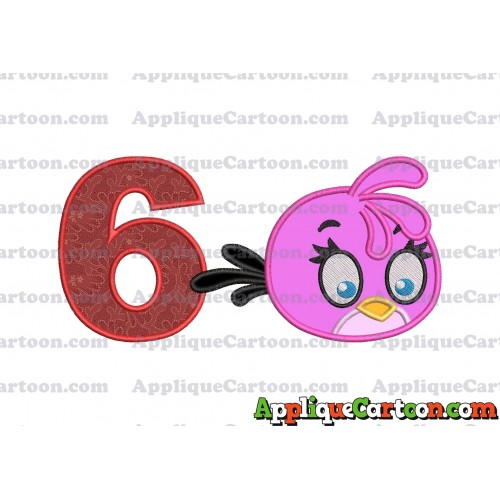 Stella Angry Birds Applique Embroidery Design Birthday Number 6