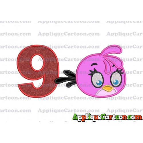 Stella Angry Birds Applique Embroidery Design Birthday Number 9