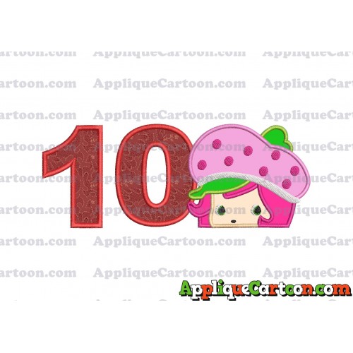 Strawberry Shortcake Applique Embroidery Design Birthday Number 10
