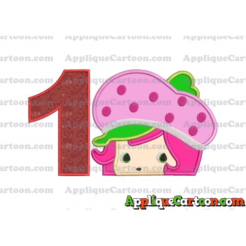 Strawberry Shortcake Applique Embroidery Design Birthday Number 1
