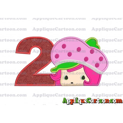 Strawberry Shortcake Applique Embroidery Design Birthday Number 2