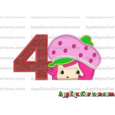 Strawberry Shortcake Applique Embroidery Design Birthday Number 4